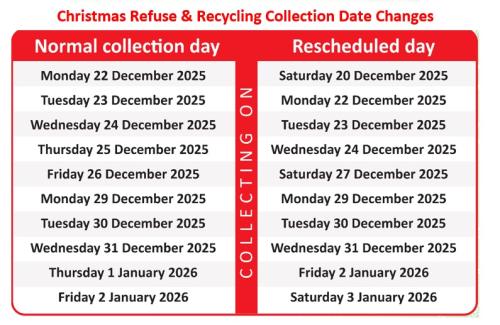 Christmas Refuse Collection - Change of days